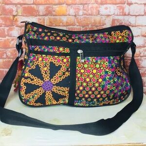Vintage GAL Colorful Floral Nylon Crossbody Bag